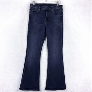 Mother The Weekender Flare Jeans in Deep End Faded Black